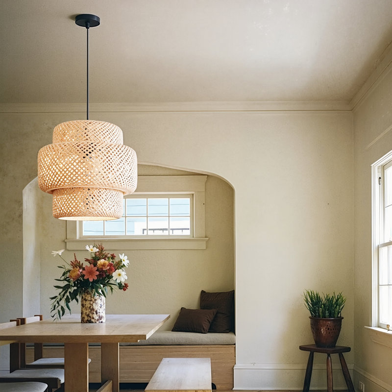 Luminaire suspendu géométrique à 1 lumière Keaney, Noir, H 19,68 po x l 19,68 po x P 19,68 po