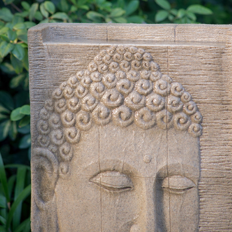 Fontaine bouddha en grès de 25 po x 13 po x 39 po de hauteur, fontaine intérieure et extérieure avec lumière