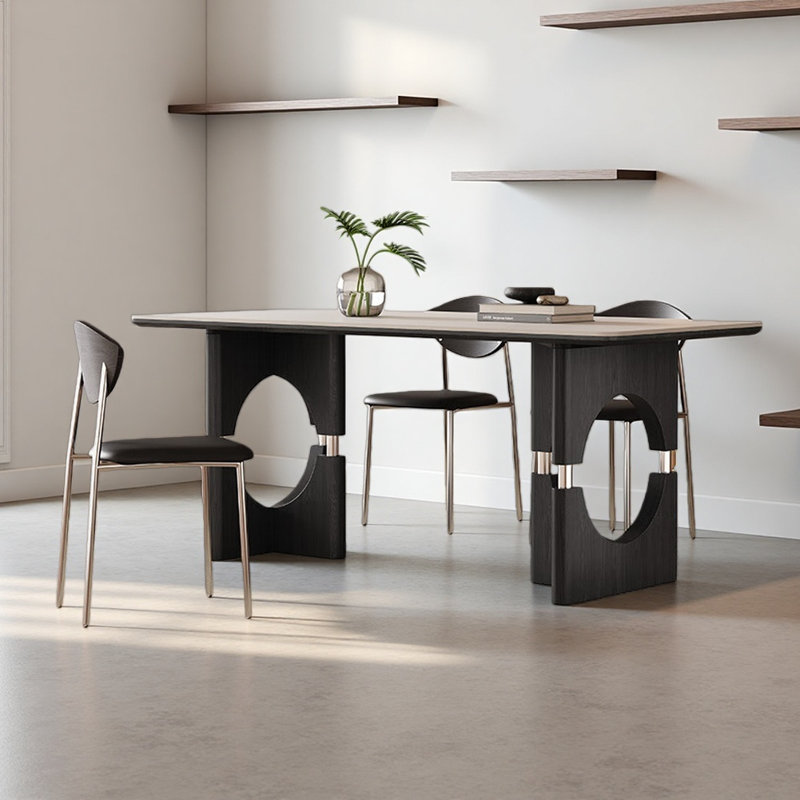 Table de salle à manger de style français rétro et simple, Blanc