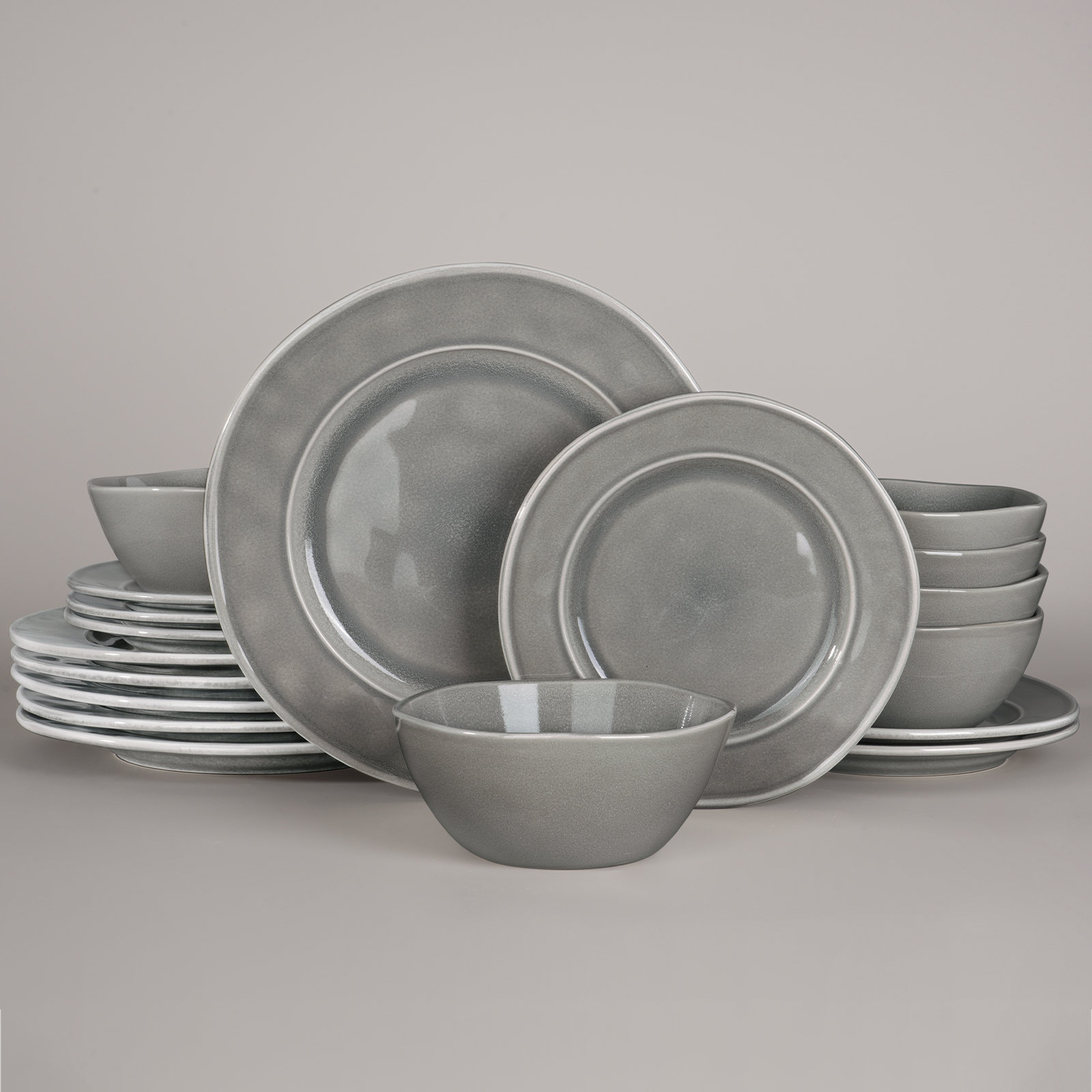 Stoneware Dinnerware Set, Slate Gray