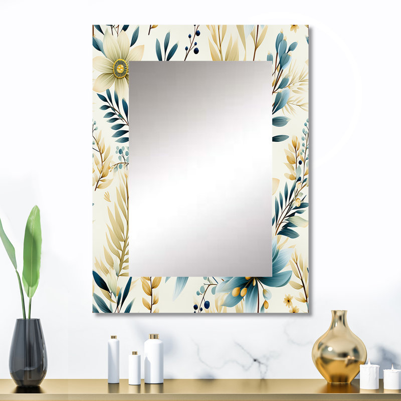 Motif de fleurs Ziyanna Coastal Neutrals - miroir boho, 32 po x 24 po