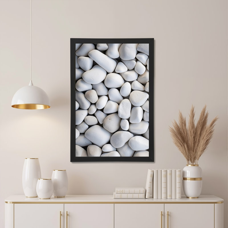 «White Smooth River Stones Close Up Texture», art mural sur toile, 30"H x 20"W