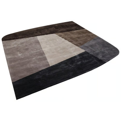 Tapis touffeté spécial gris anthracite / beige / brun rayé / tissé à la machine