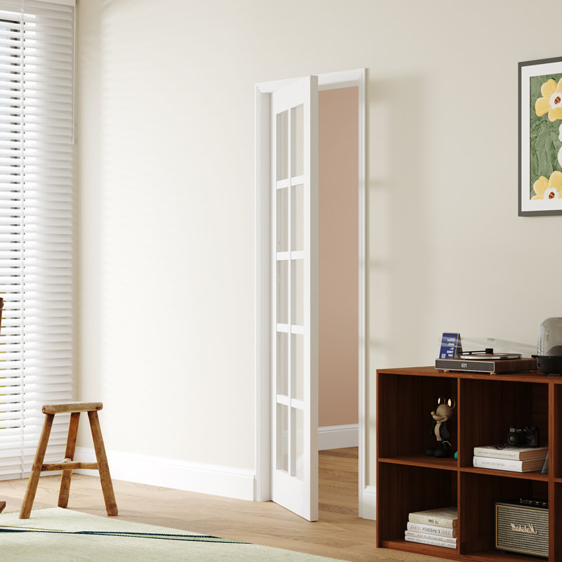 Porte de pièce intérieure moderne en MDF réfléchissant et transparent de 10 po avec quincaillerie non incluse, 28 po x 80 po