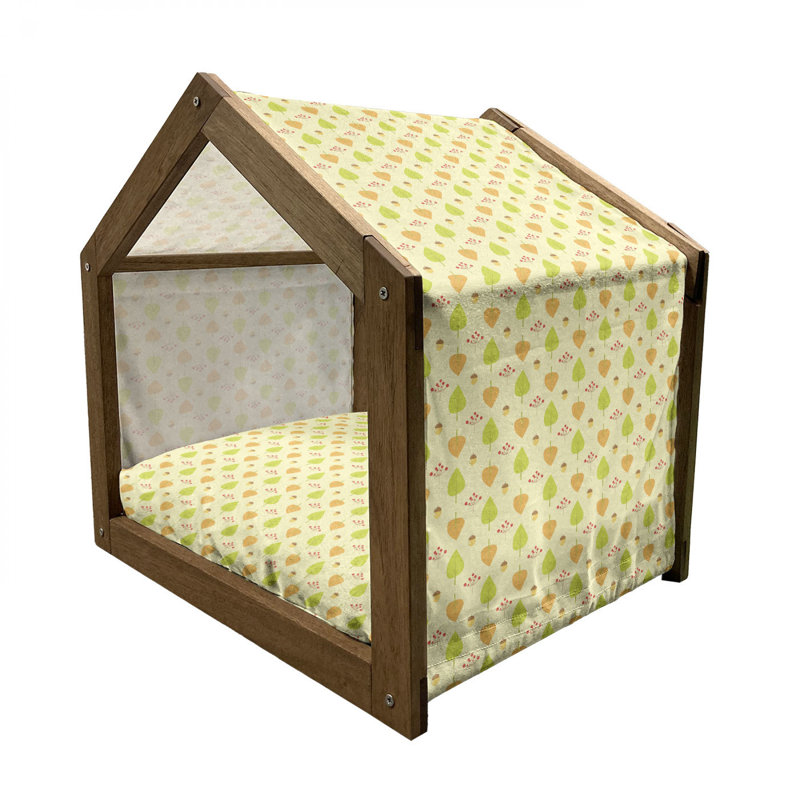 Niche pour chien en bois jaune, H 25,59 po x l 29,53 po x P 21,65 po