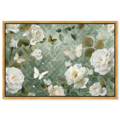 Art Remedy Elegant Glam Art Canvas, Frame, Sage Green Floral in Bloom