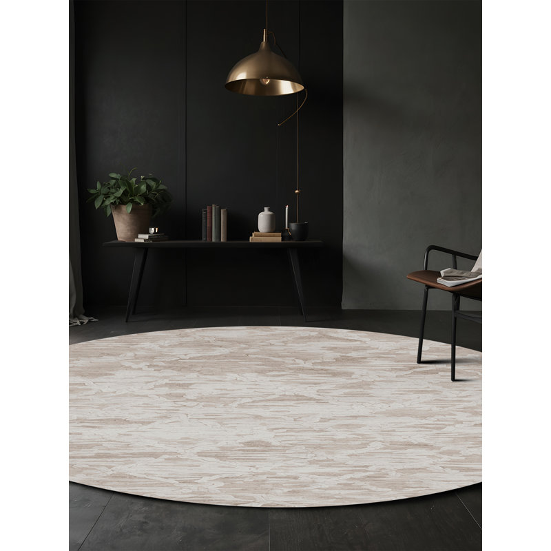 Machine Washable Gray Area Rug, Round 6'