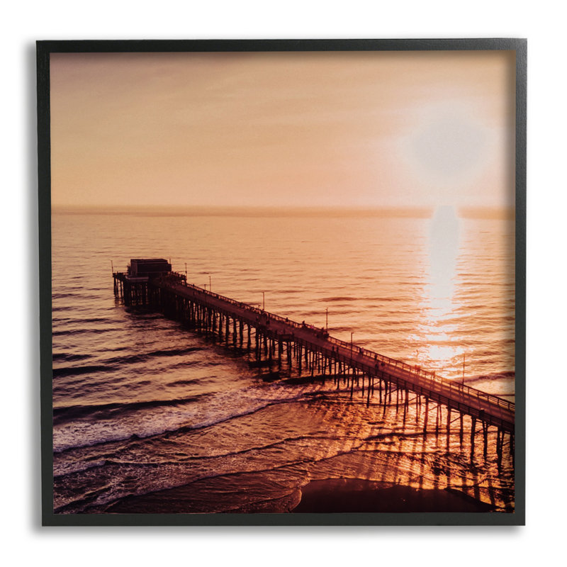 «Pier Bridge at Sunset» encadré sur bois par Marcus Prime, reproduction, H 17 po x l 17 po x P 1,5 po