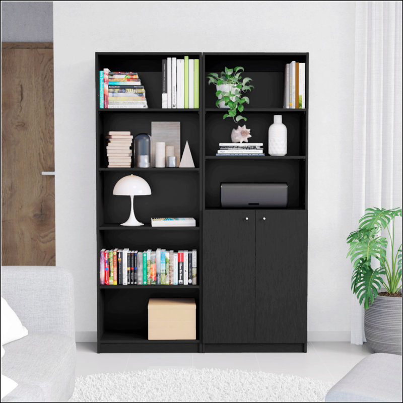 Ensemble de salon noir 2 pièces, (8 tablettes) H 71,1 po x l 49,42 po x P 11,7 po