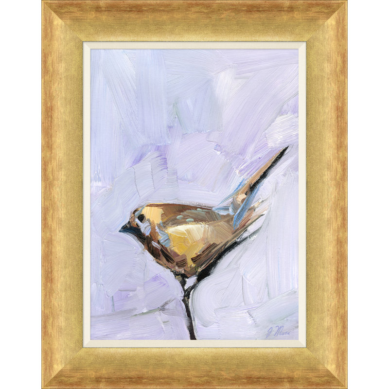Moineau brun - peinture encadrée, L 18,5 po x H 23,5 po
