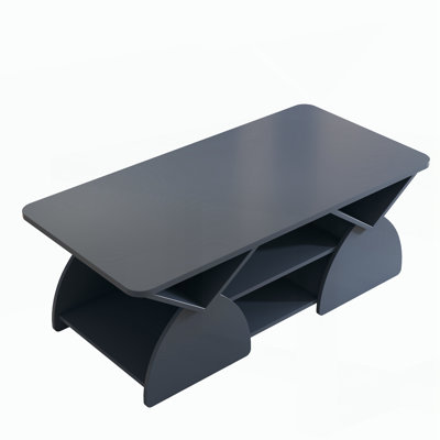 Engineered wood rounded corner rectangular coffee table for living room