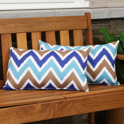 12" x 20" Polyester Lumbar Outdoor Pillow Cover - Chevron Bliss