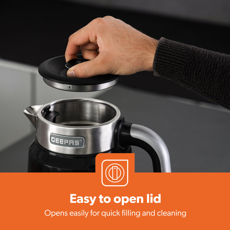 Geepas  1.7L Smart Stainless-Steel Kettle & 4 Slice Bread Toaster Combo Set