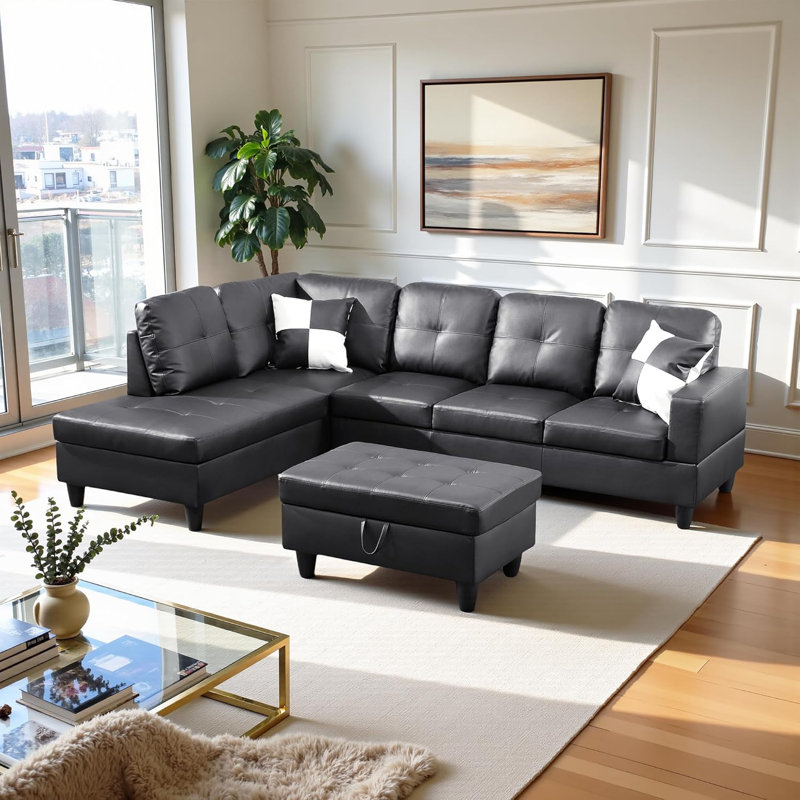 Ebern Designs 3 - Piece Faux Leather Sectional - Wayfair Canada