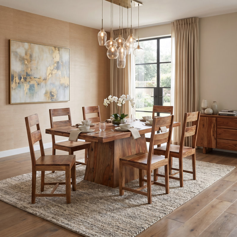 Haleh Solid Wood Dining Table, Natural