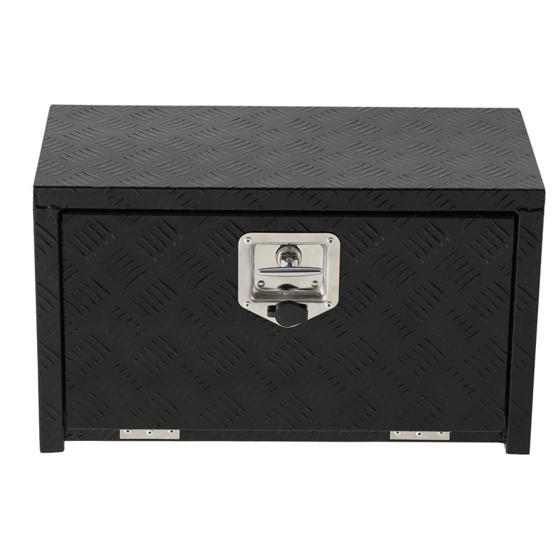 Boîte à outils de 24 po en aluminium robuste pour dessous de caisse, coffre de rangement verrouillable et imperméable avec poche en filet pour camionnette