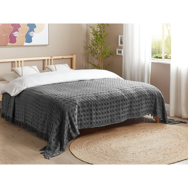 BERE Cotton No Pattern Bedspread, Grey