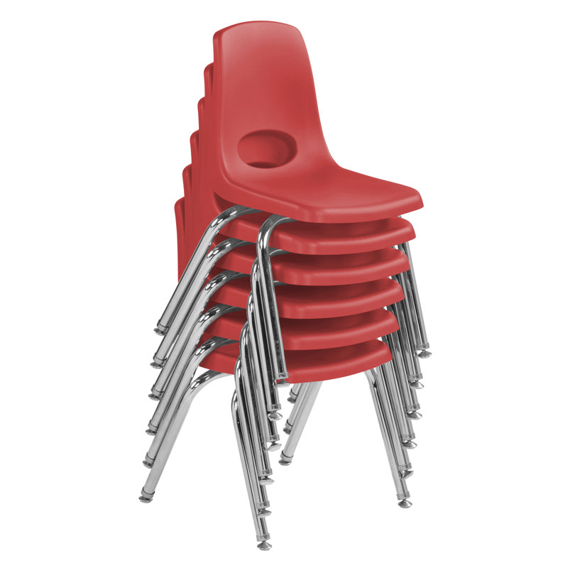 Chaise de classe empilable, 12", Rouge, Pivotant et oscille