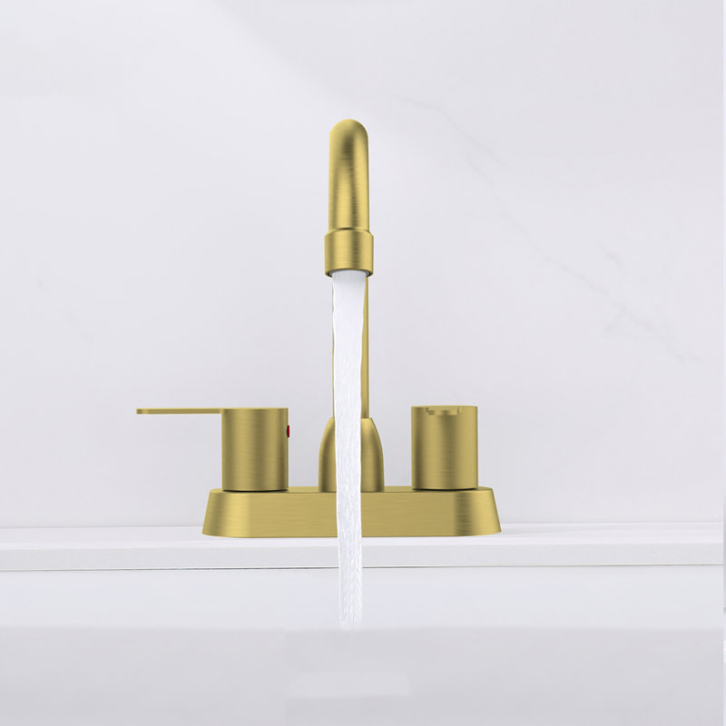 Topcraft Stainless Steel Two Handle Bathroom Faucet, Brushed Gold