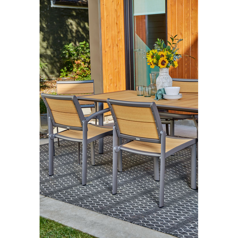 Harper All-Weather Aluminum & Poly-Resin 34" x 66" Rectangular Outdoor Dining Table w/Umbrella Hole