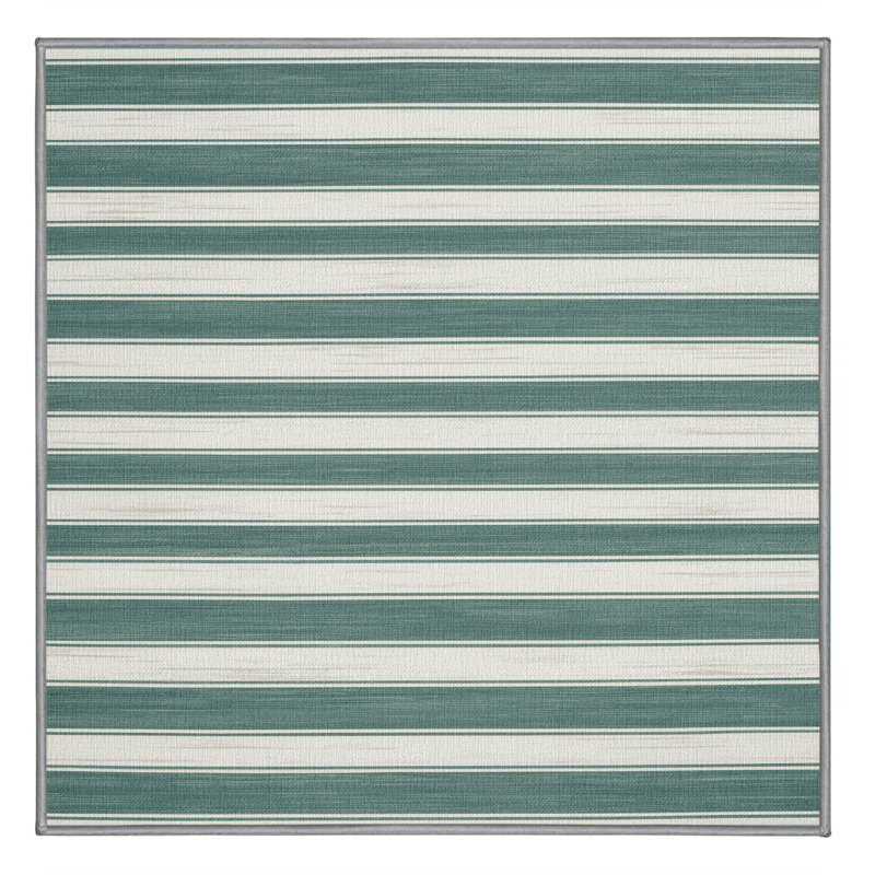 Tapis gris à rayures horizontales lavable à la machine, Carré 3 pi