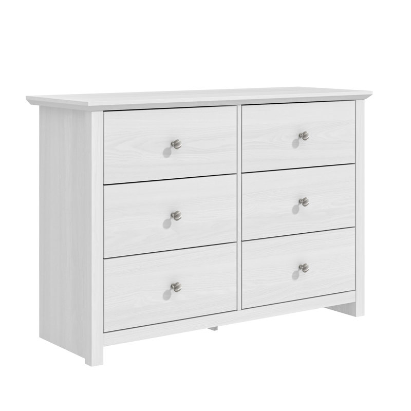 Commode double 6 tiroirs Tevrat, Perle chêne blanc