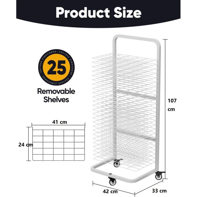 Metro Lane 107cm H Metal Rolling Drying Rack, White