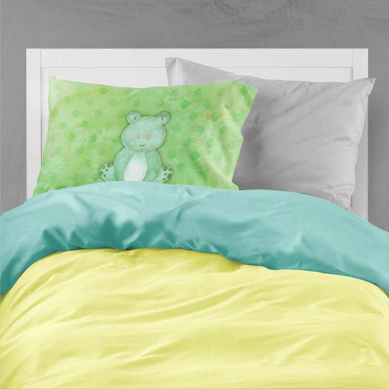 Taie d’oreiller à pois polkadot grenouille aquarelle