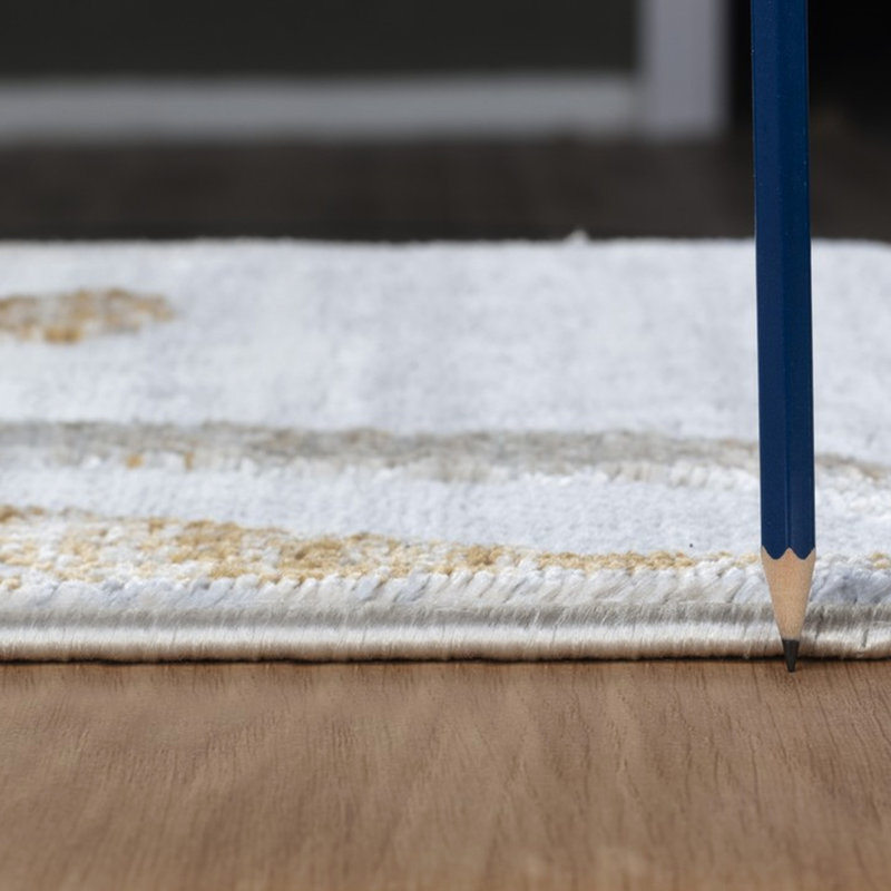 2 pi 7 po X Gcsoh9006 - Décoration de sol contemporaine, teint, 100% avec envers en coton, blanc, fabriqué en Turquie et à la mode, pi.