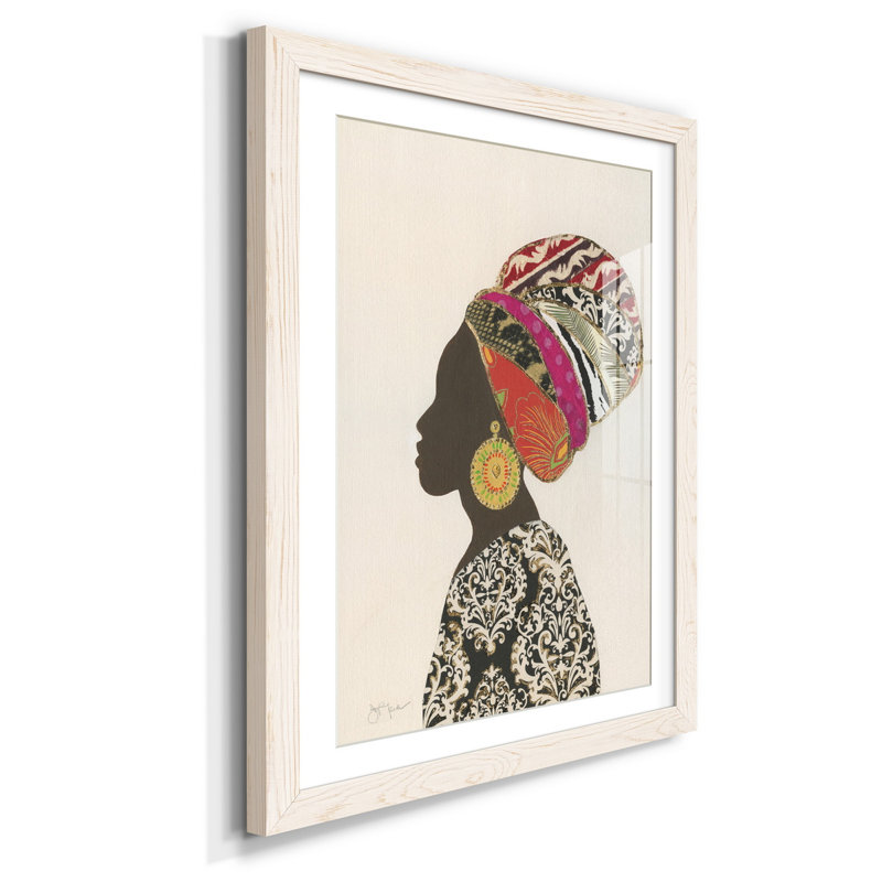 Silhouette de femme africaine II - reproduction encadrée sur papier, H 31,5 po x l 23,5 po x P 1,5 po, Blanc