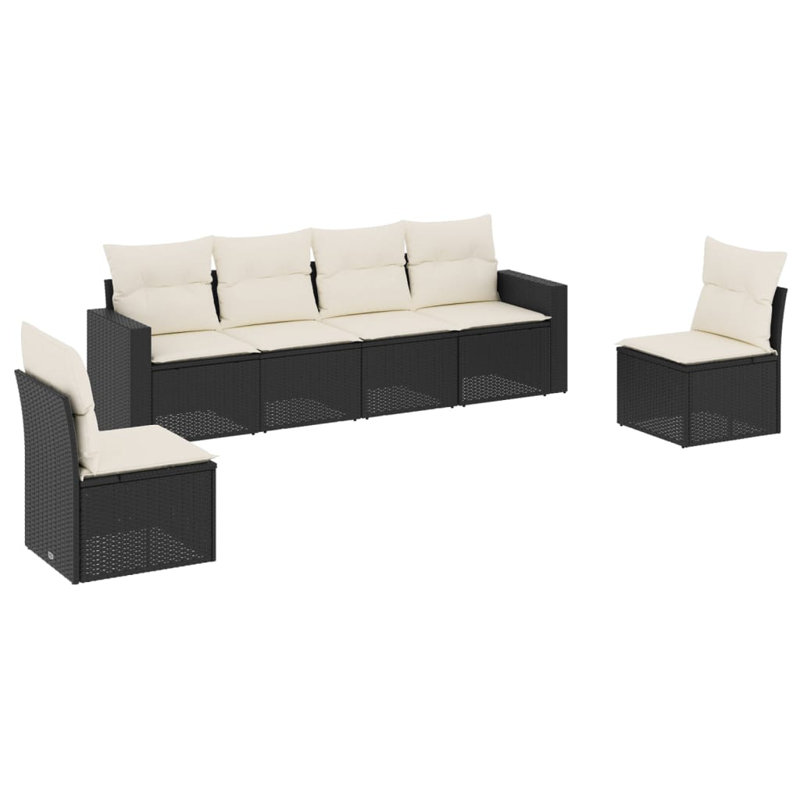 Ensemble de canapé de jardin Vidaxl noir, blanc crème