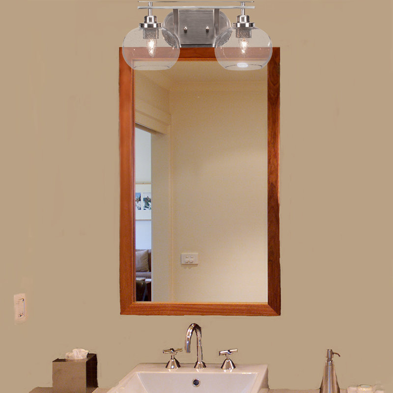 Odyssey 2 Light Bath Bar, Clear Bubble, Brushed Nickel