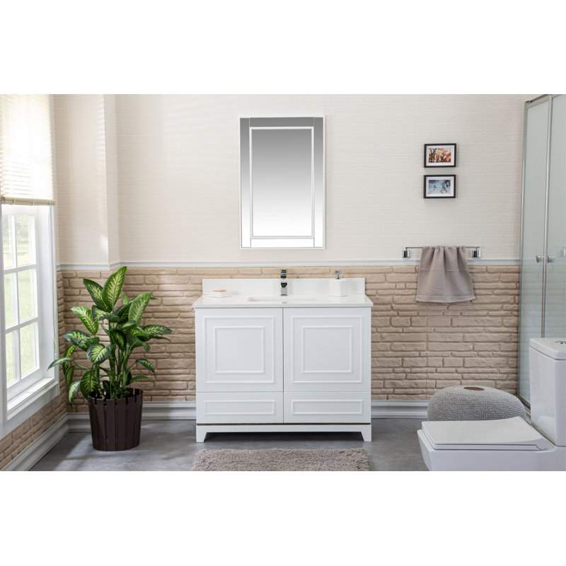 Ensemble de meuble-lavabo avec miroir 41,3 "Chanty, Blanc