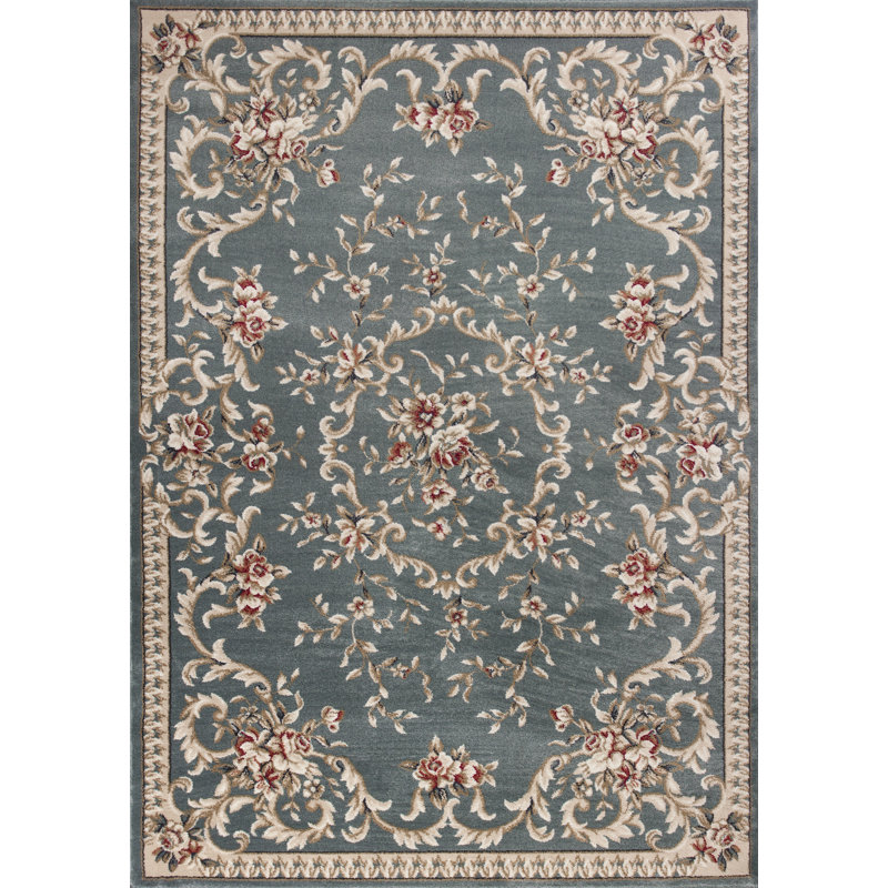 Vianney Oriental Slate Area Rug, Rectangle 9' x 12', Slate Blue