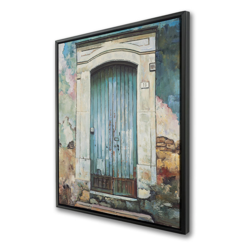 Porte bleue d'un vieux bâtiment - Toile brune