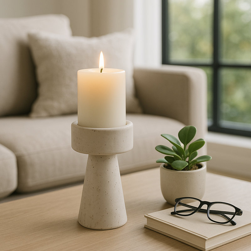 Modern Taper And Pillar Candle Holder For Home Decor - Decorative Floor Inspired Candle Stand For Tabletop And Living Room Decor - White