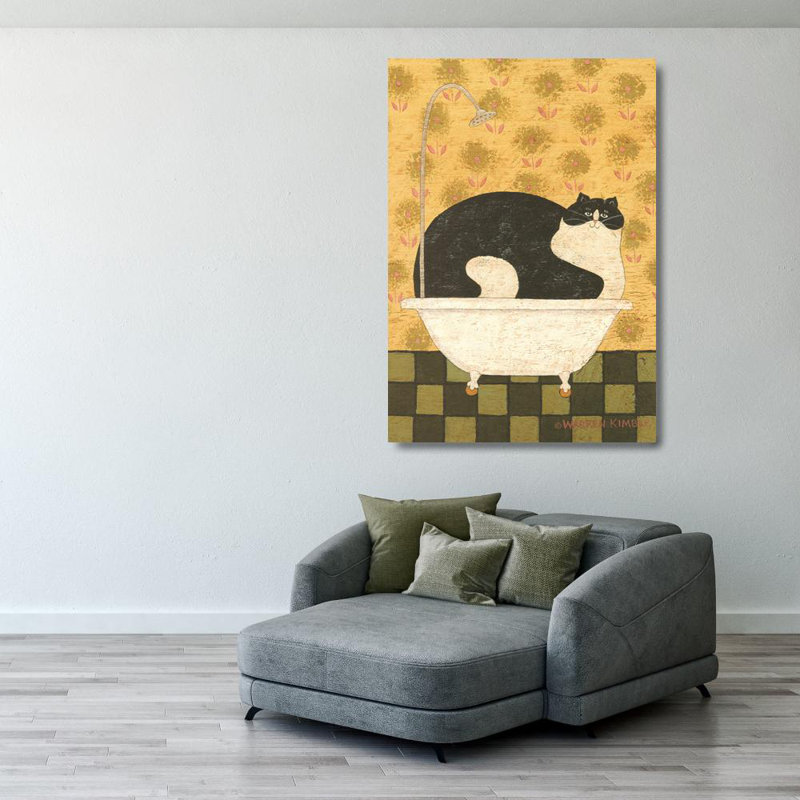 Cat in Hot Tin Tub, 40" H x 28" W