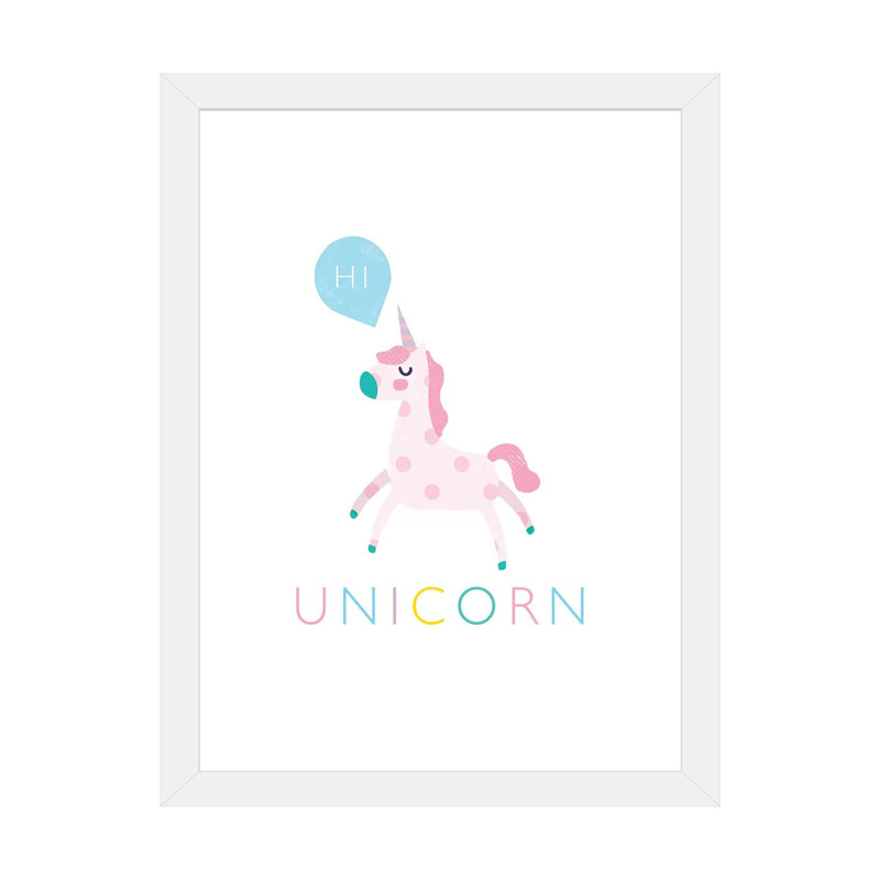 Licorne - imprimé, Blanc, Papier encadré blanc, H 32 po x l 24 po x P 1 po