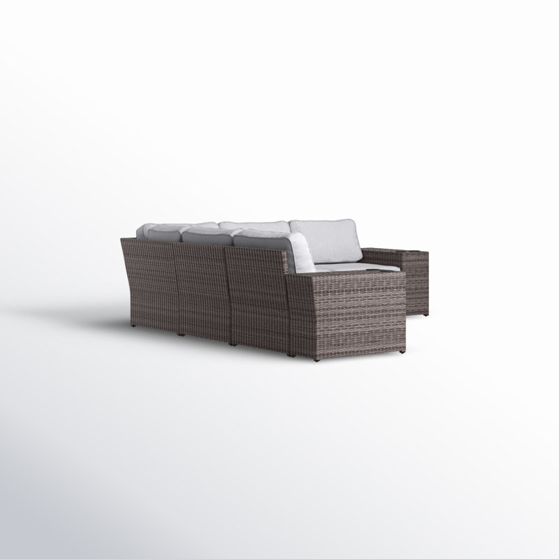 Ayantu Fully Assembled 102'' Wide Outdoor Wicker Reversible Patio Sectional with Cushions, Brown