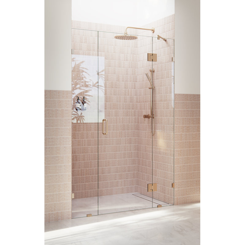 Stellar 47 in. x 78 in. Fully Frameless 3 Panel Inline Hinge Shower Door, Brushed Bronze
