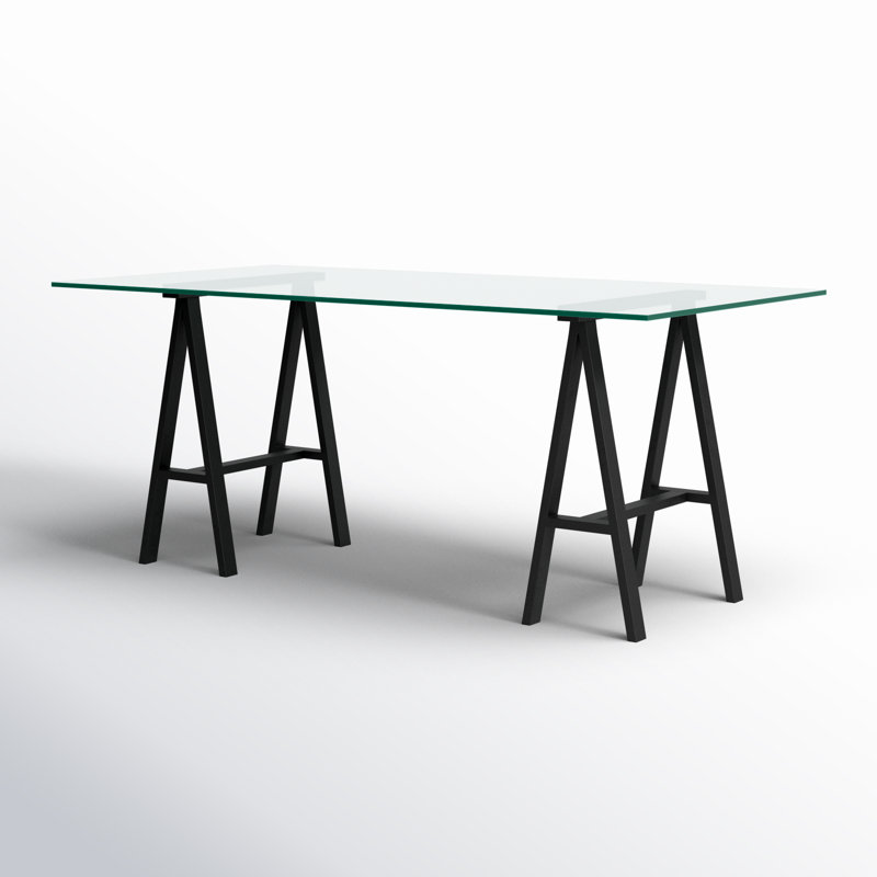 Brady Glass Desk, 30" H x 71" W x 36" D, Black