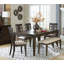 Mobilier de salle à manger à finition classique brun foncé en tissu beige avec siège 1 pièce beige