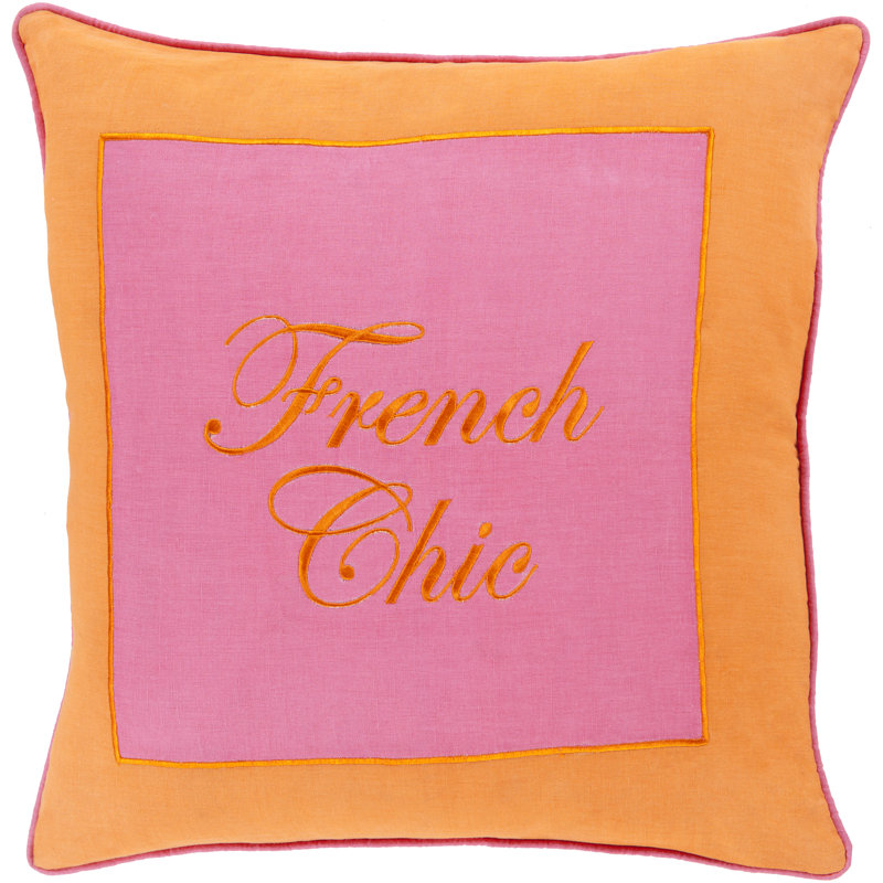Throw Pillow, Tangerine / Hot Pink, 22" x 22", Down
