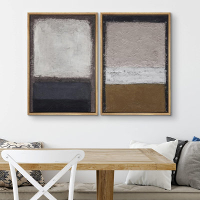 «Grey Brown Pastel Geometric Color Blocks Abstract Shapes Art Contemporary», impression sur toile 2 pièces