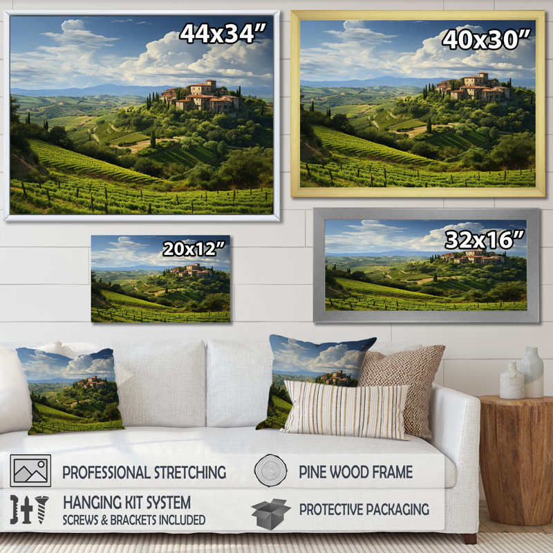 Italie, tranquillité toscane, Italie, art mural, Cadre simple noir, H 24 po x l 32 po x P 1 po