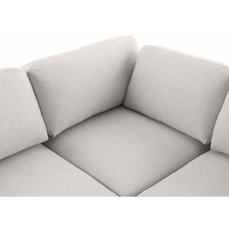 Canapé modulaire réversible de 114 po de largeur Howardine, Tissu beige texturé en lin
