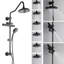 Douche FORNO ACQUA AcquaFALL, finition noir mat, douche de pluie à effet de pluie, inverseur 7 fonctions, pomme de douche à main, jets de corps, débit de 2,5 GPM-116472651