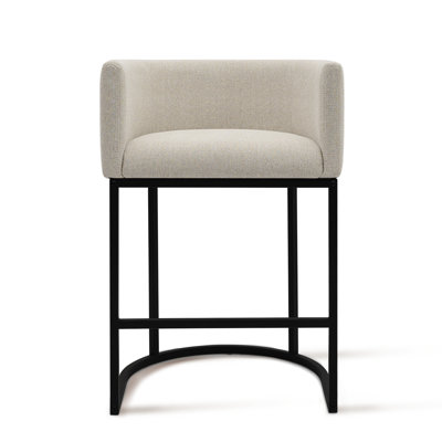 Upholstered Counter Stool with Metal Frame Barrel Low Back Counter Stools Set of 3