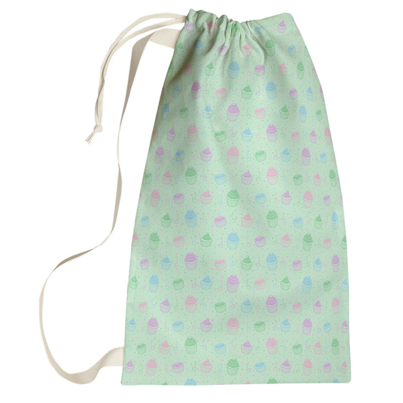 Leffel Fabric Laundry Bag with Handles, Large (76.5" H x 29.5" W x 1.5" D), Green/Pink/Blue