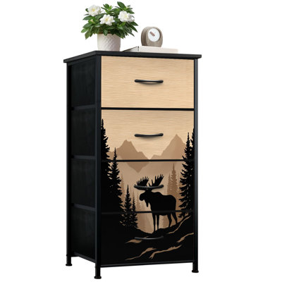 Commode de chambre rustique avec 4 tiroirs de rangement Moose Pine Forest Mountain